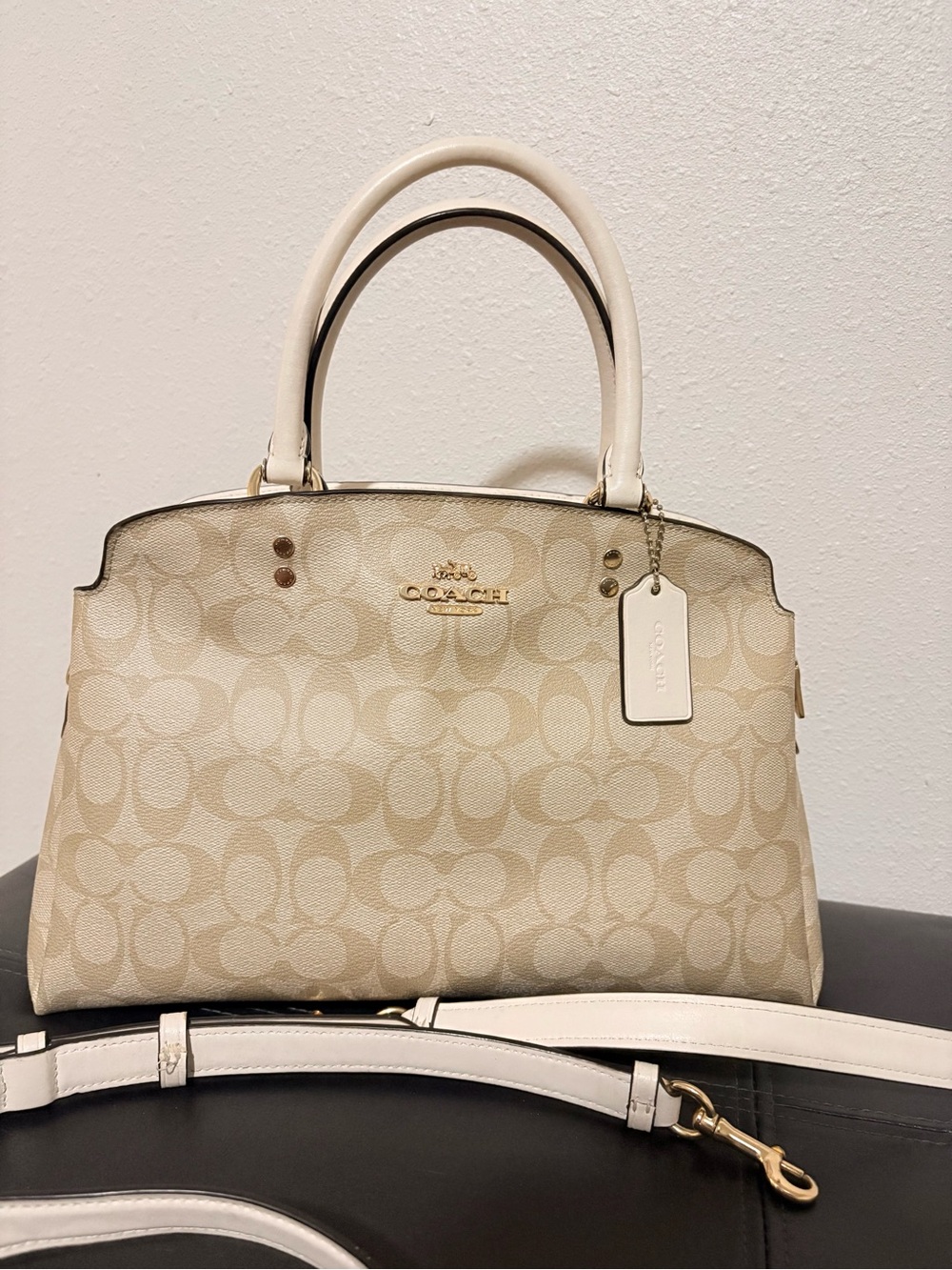 Coach Leather Lillie Carryall Signature Canvas in Beige W/ Gold Hardware - Picture 8 of 10